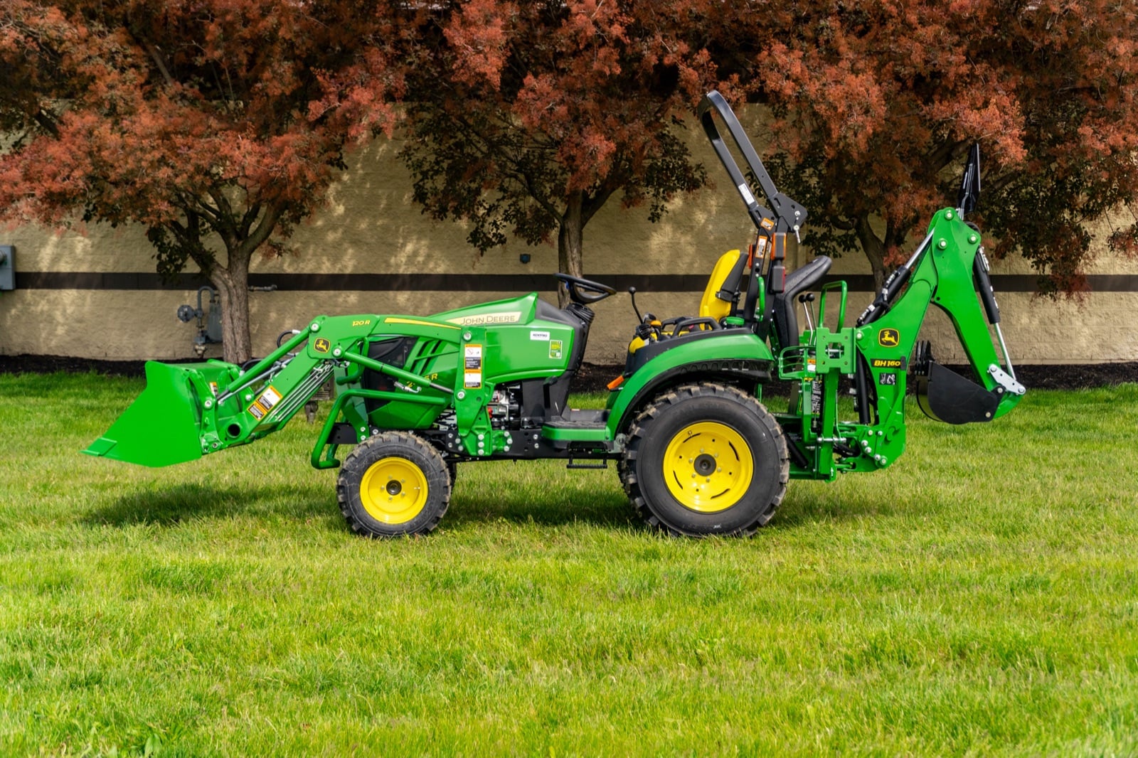John Deere 2025R with a loader and BH160 backhoe