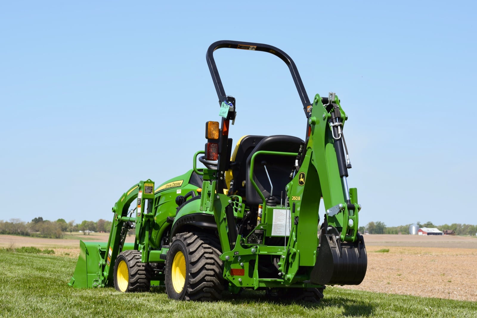 John Deere 2025R with a loader and backhoe