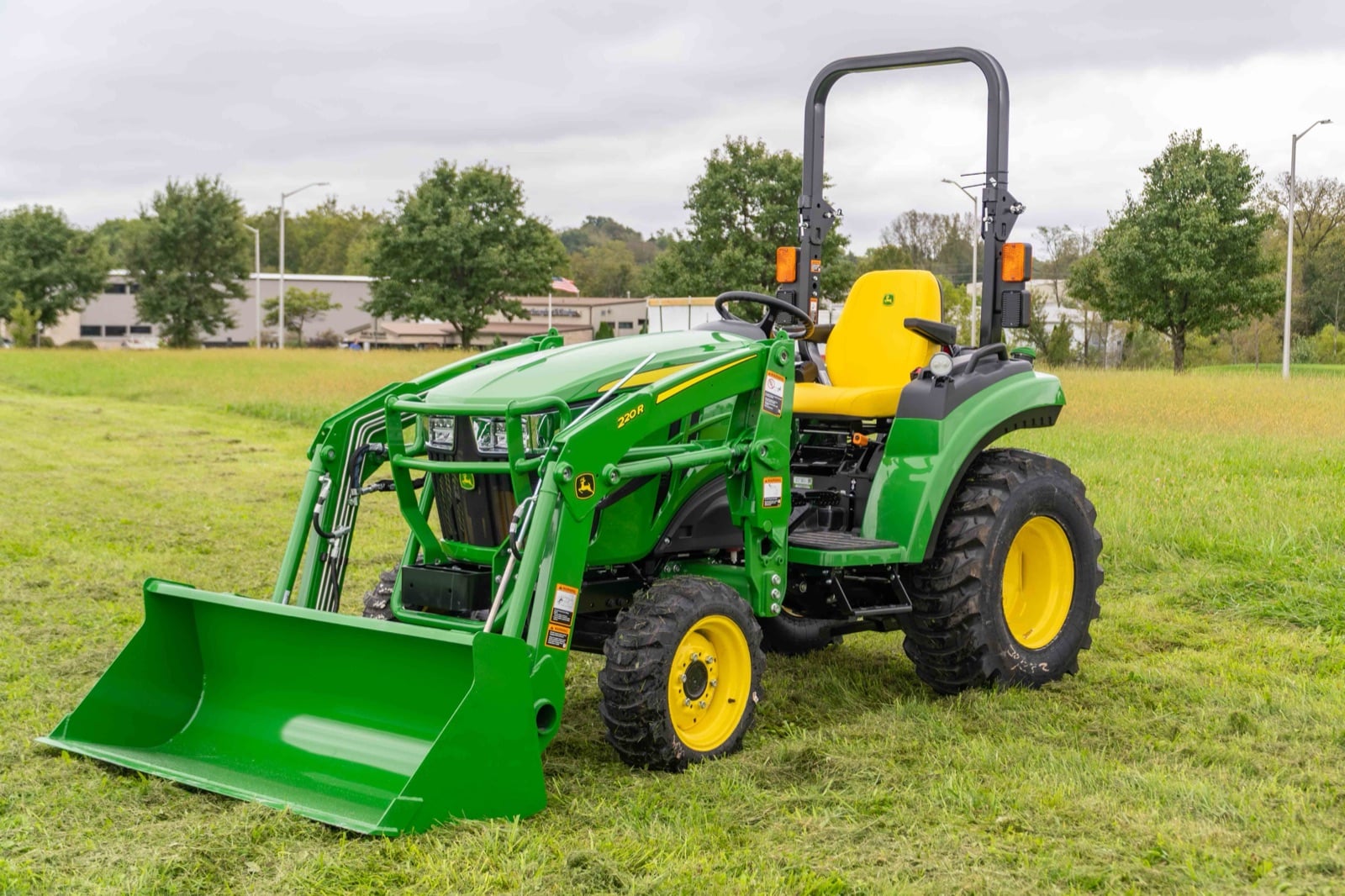 John Deere 2 Family tractor with a 220R loader (2032R shown)