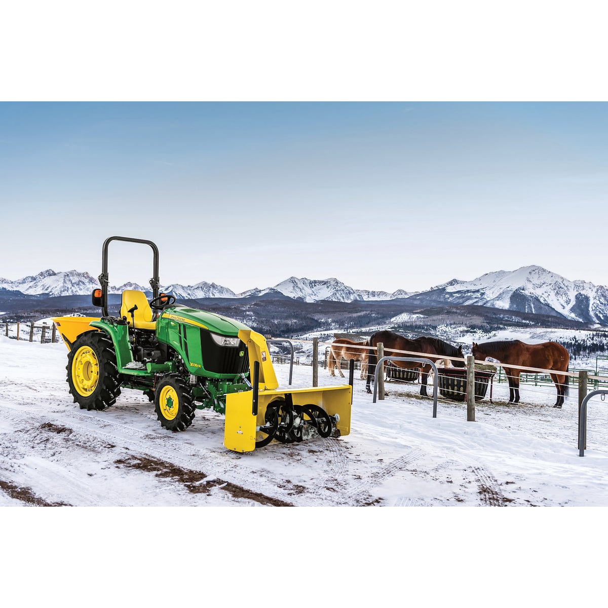 3039R compact utility tractor with 60 inch snow blower